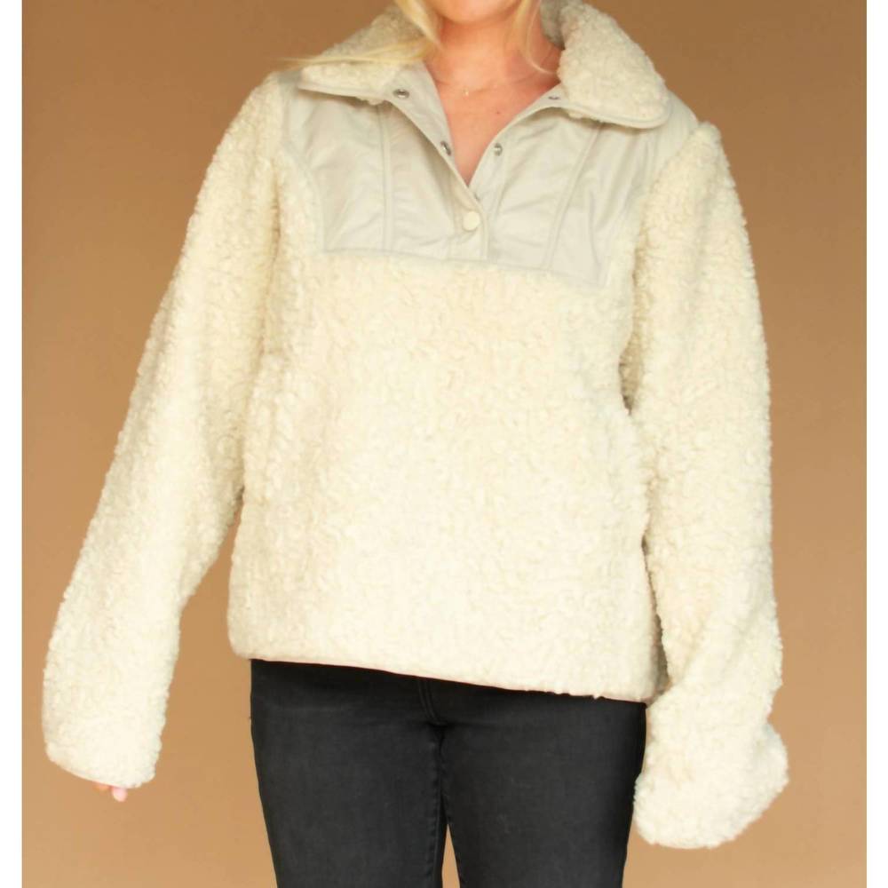 NEW CRESCENT harley sherpa jacket in light olive/taupe